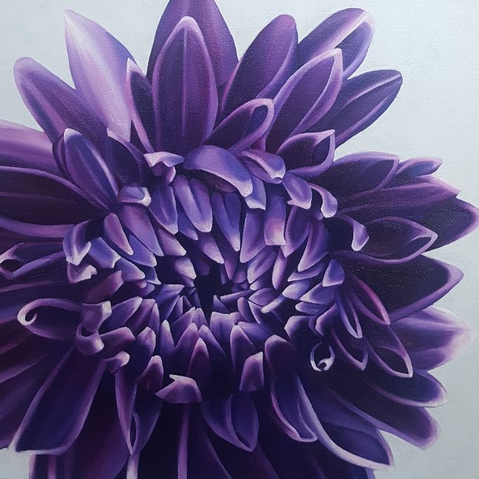 "Purple Dahlia" acrylic painting by Lauren Urlacher